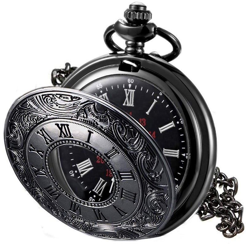 MJSCPHBJK Vintage Pocket Watch for Men Roman Numerals Scale Quartz Pocket Watches with Chain for Xmas Fathers Day Gift - Image 1